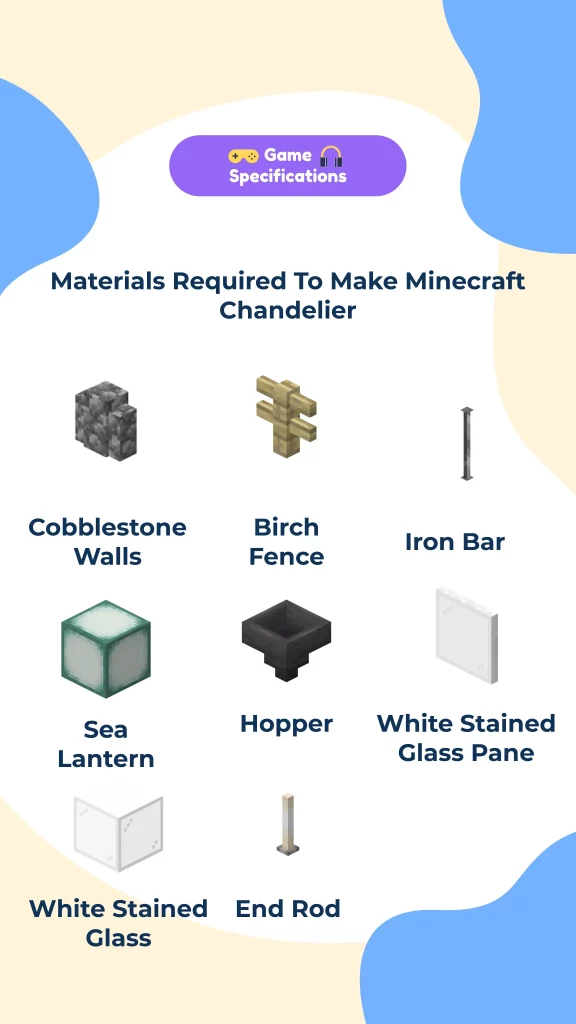 Materials required to build minecraft chandelier 1 576x1024
