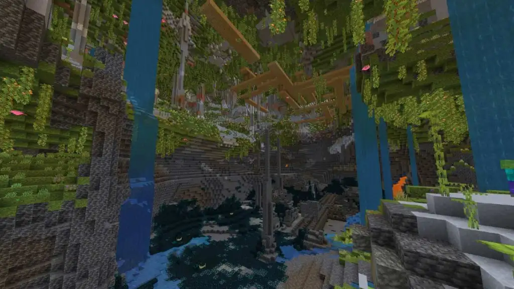 Minecraft seed lush cave june 2022 bedrock.jpg