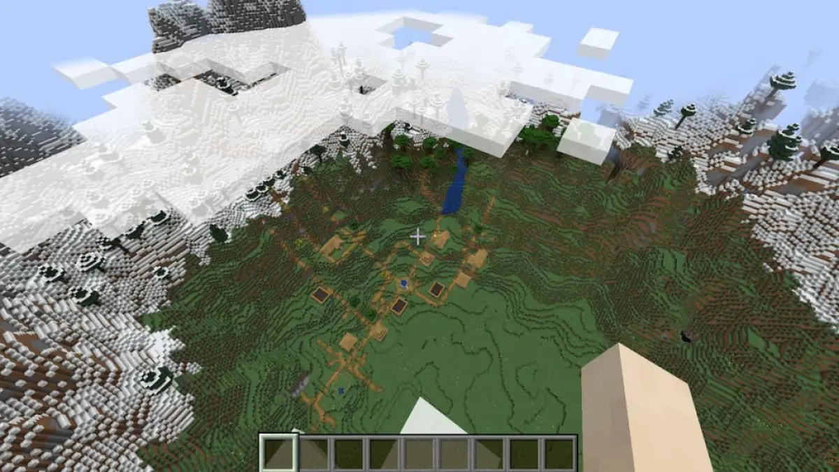 Minecraft village in mountain ring.jpg