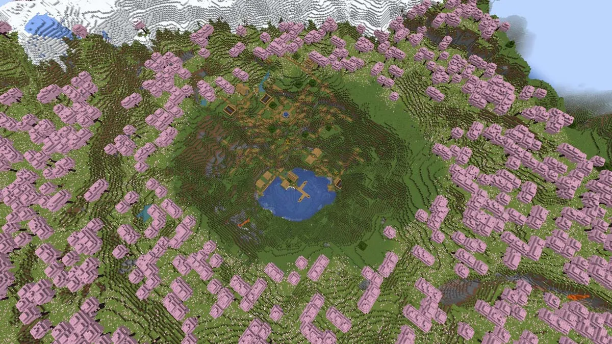 Top best minecraft seeds cherry blossom village spawn.jpg