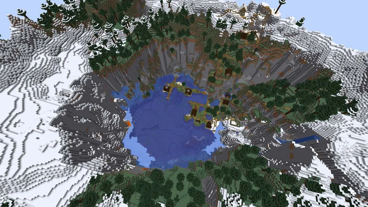 Top best minecraft seeds crater village spawn.jpg