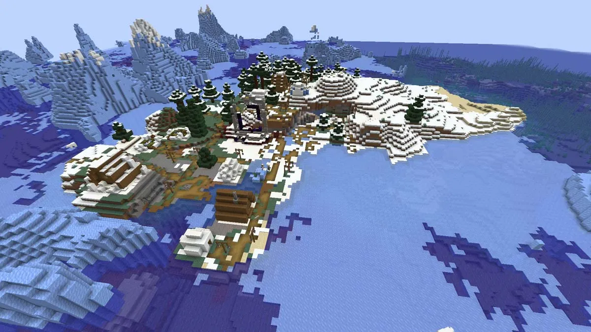 Top best minecraft seeds iceberg island village spawn.jpg
