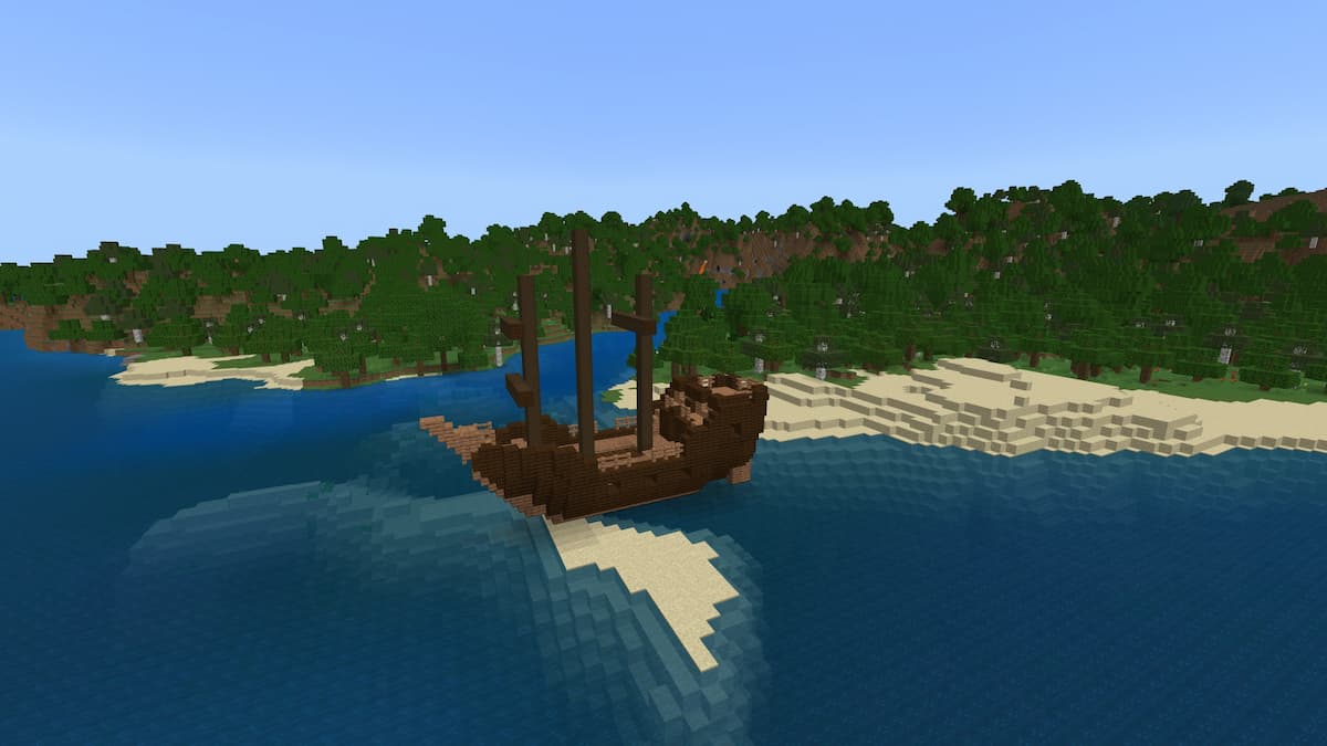 Minecraft beach seeds beached ship.jpg